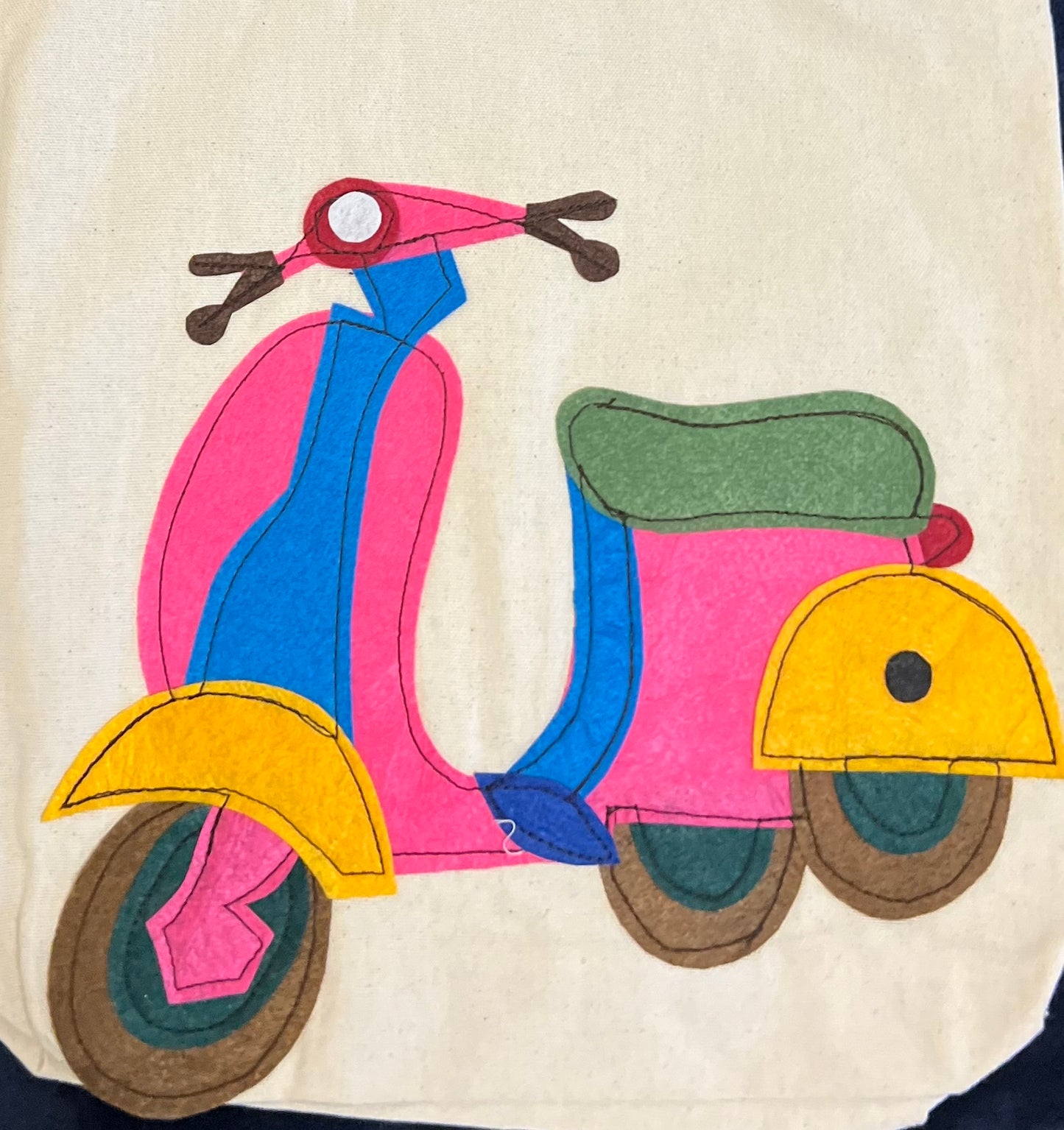 Colorful Scooter Design Eco-Friendly Canvas Tote Bag