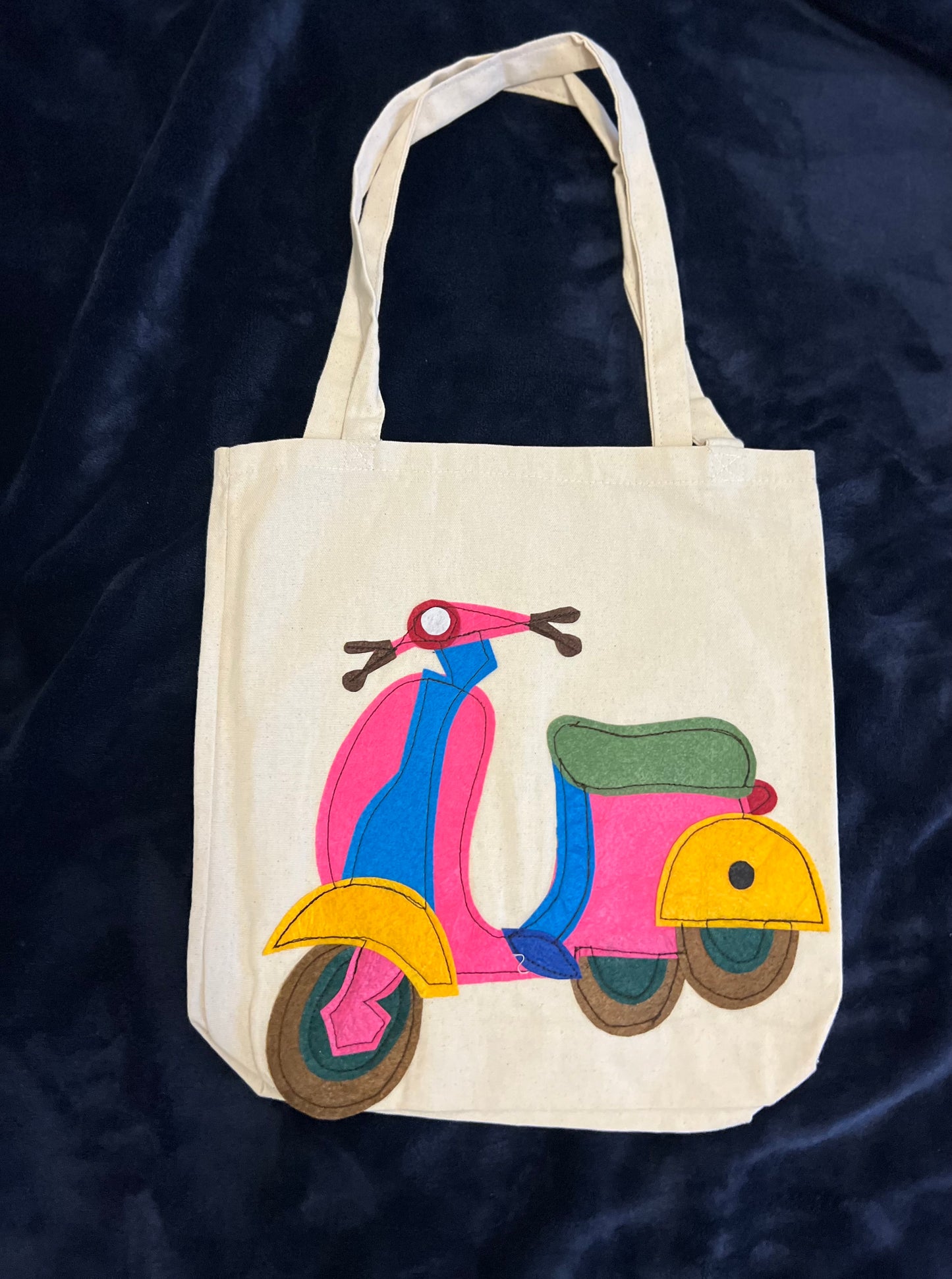 Colorful Scooter Design Eco-Friendly Canvas Tote Bag