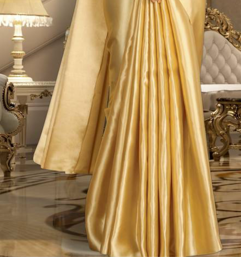Gold Plain Satin Saree