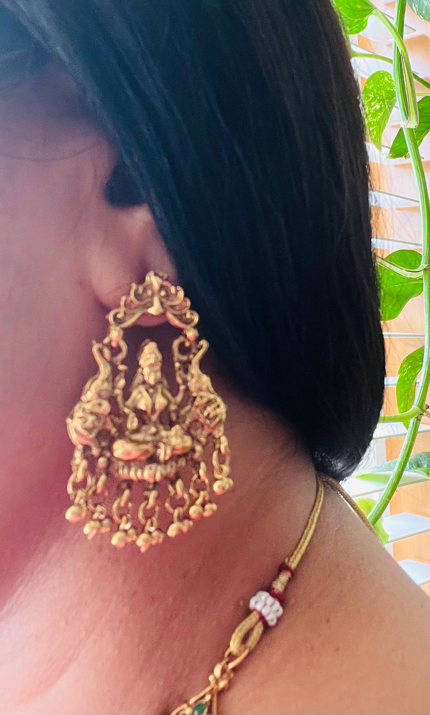 Long Necklace and Earring Set –Antique Gold Finish