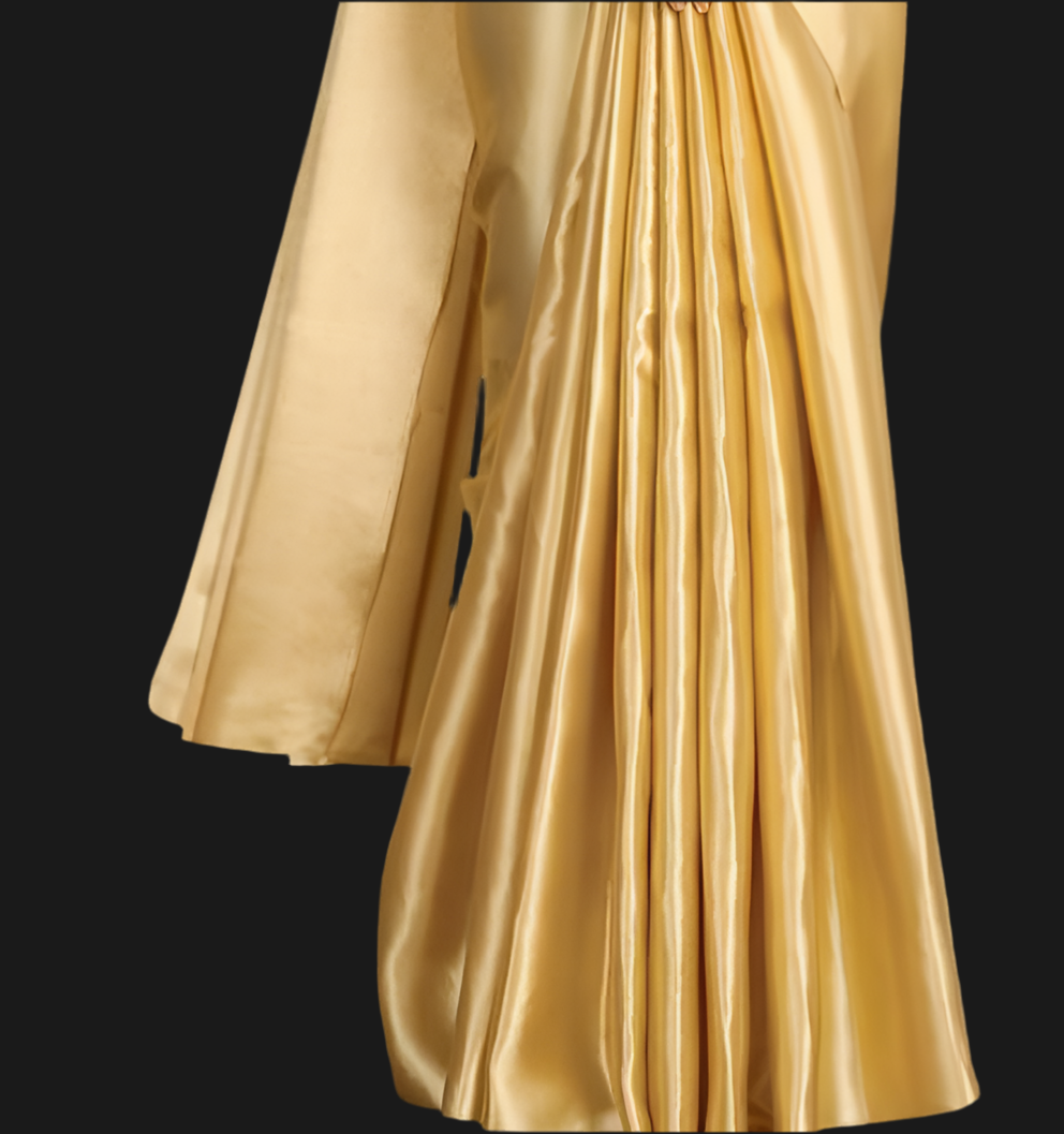 Gold Plain Satin Saree