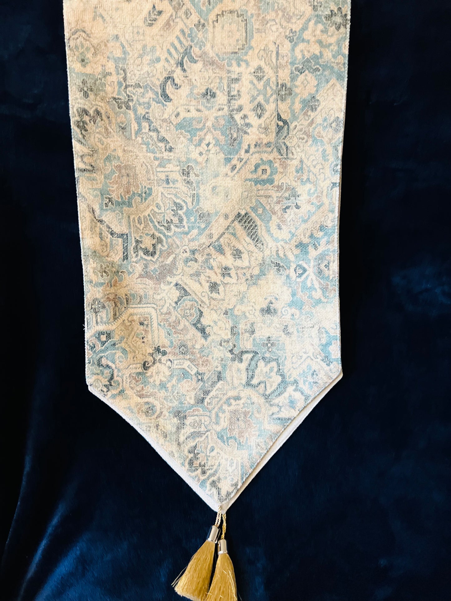 Double-Layered Cotton Table Runner with Tassels