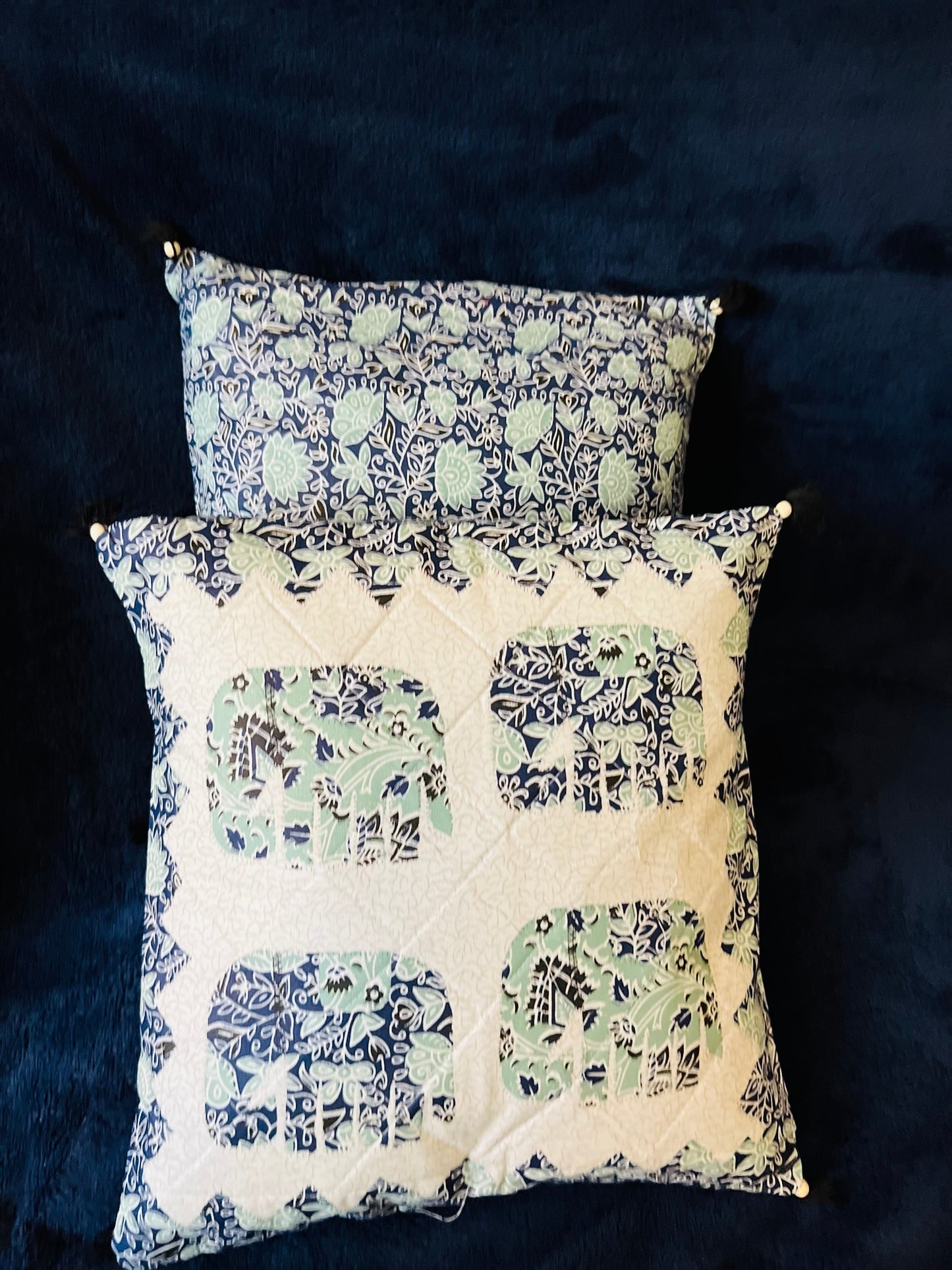 Elephant and Floral Printed Reversible Cotton Cushion Cover - Set of 2