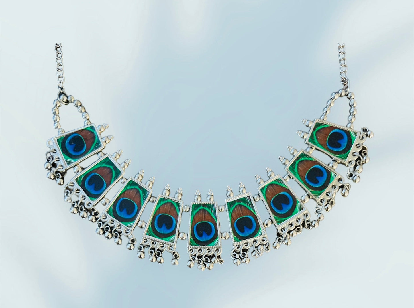 Peacock Design Oxidized Choker Necklace