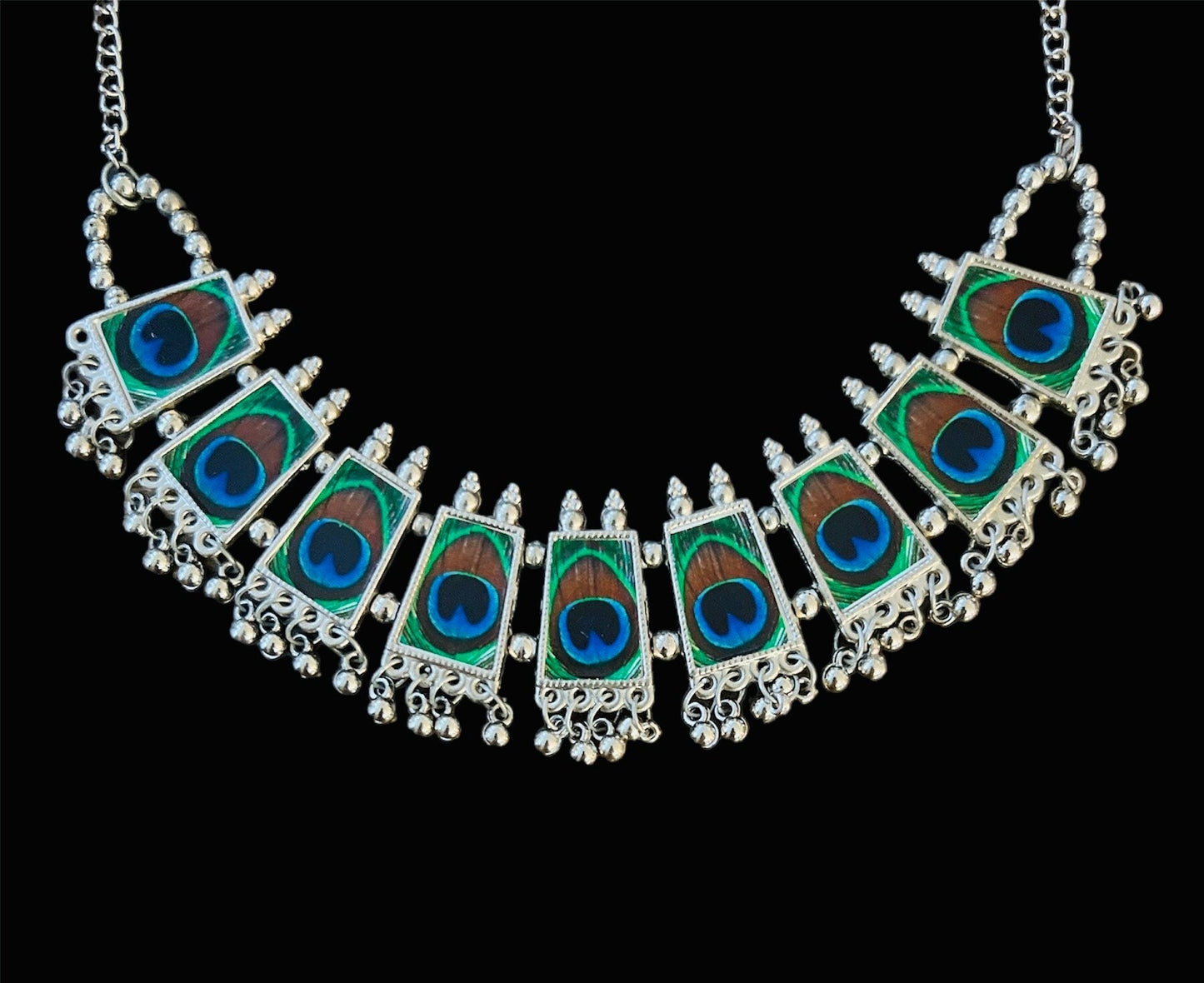 Peacock Design Oxidized Choker Necklace