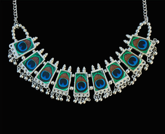 Peacock Design Oxidized Choker Necklace
