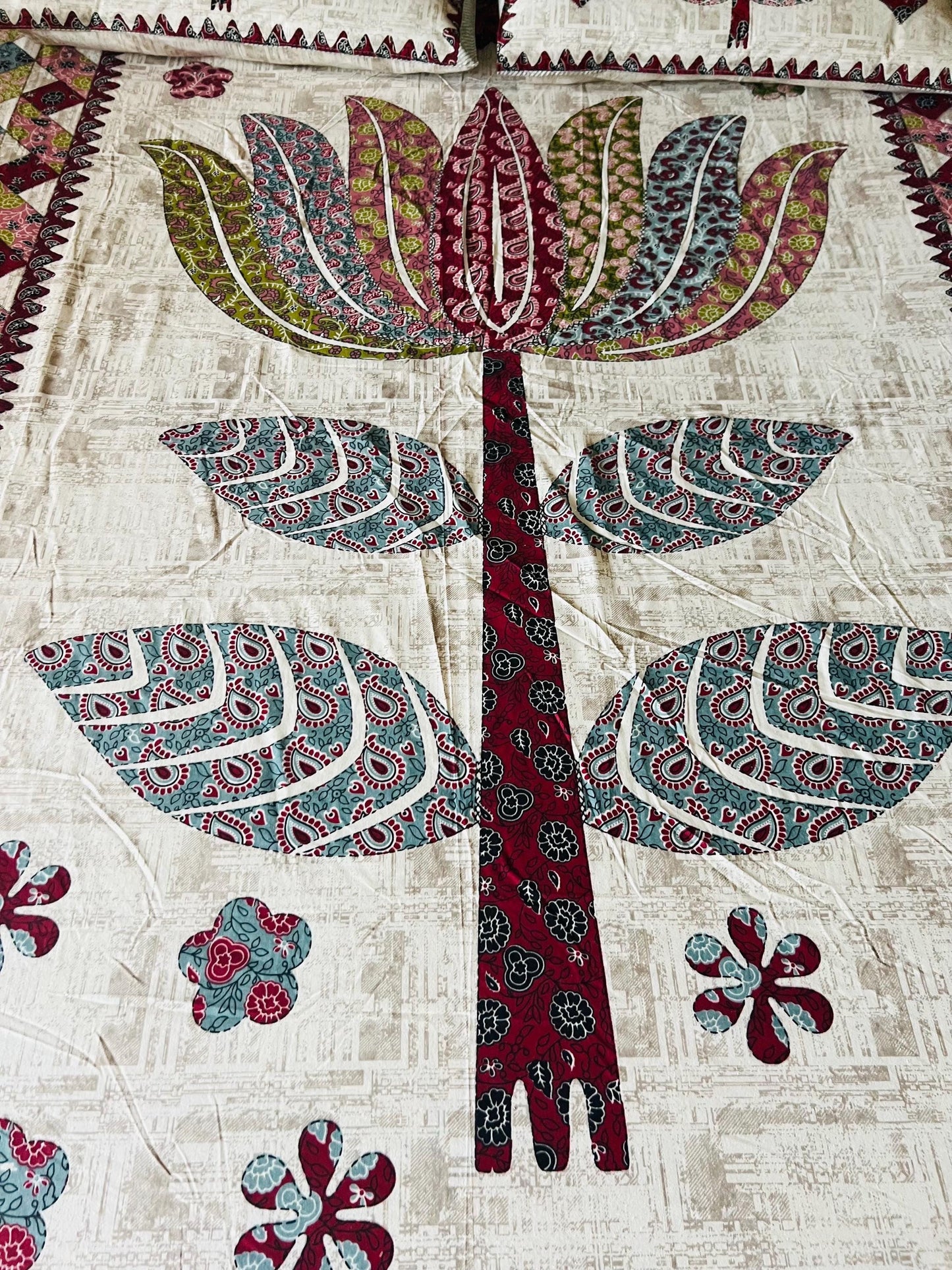 Garden Motif Floral Cotton Washable Jaipur Fitted Sheet Set