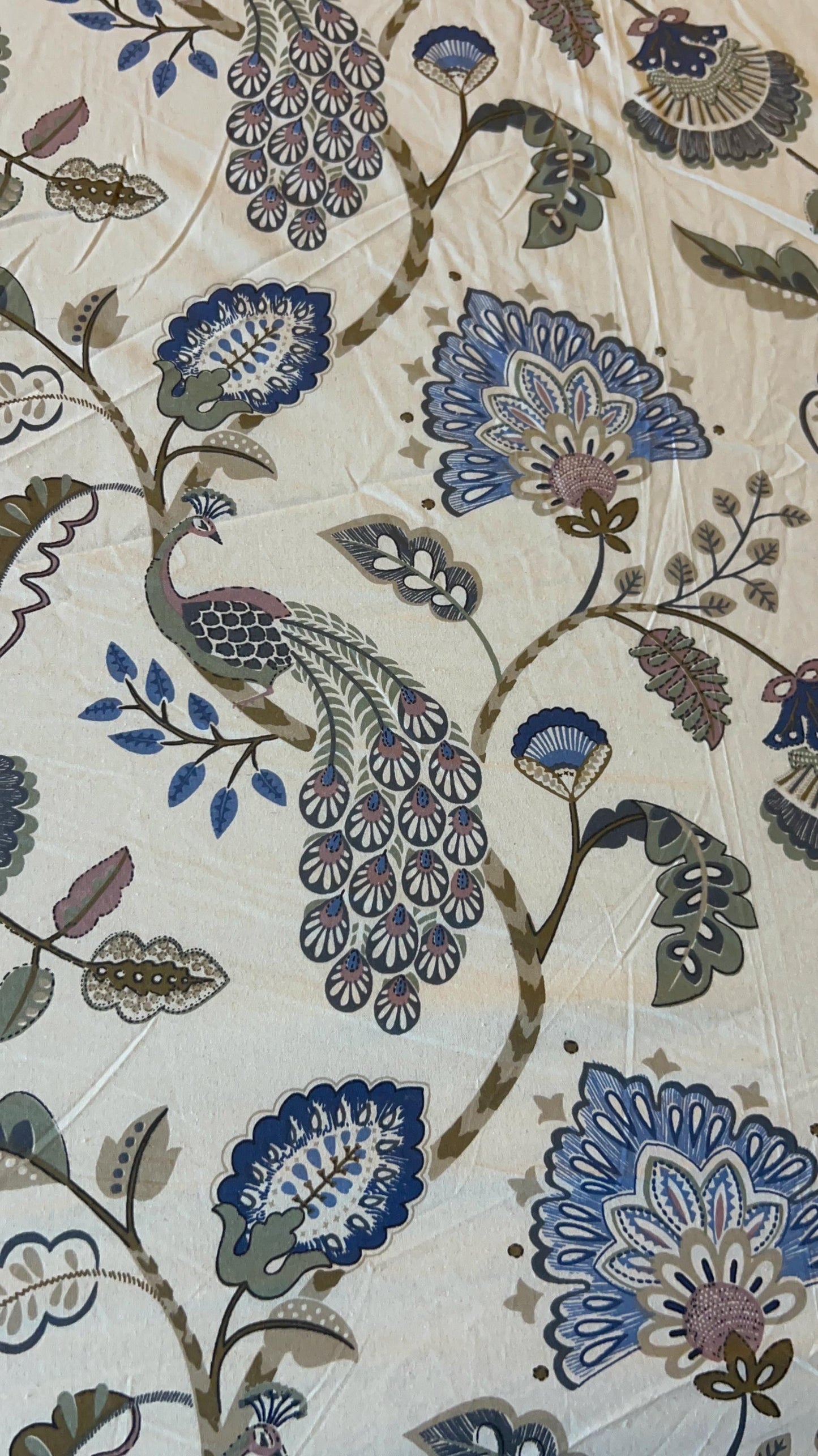 Handmade Blue Shade Peacock Floral Cotton Fitted sheet with Pillow Cases