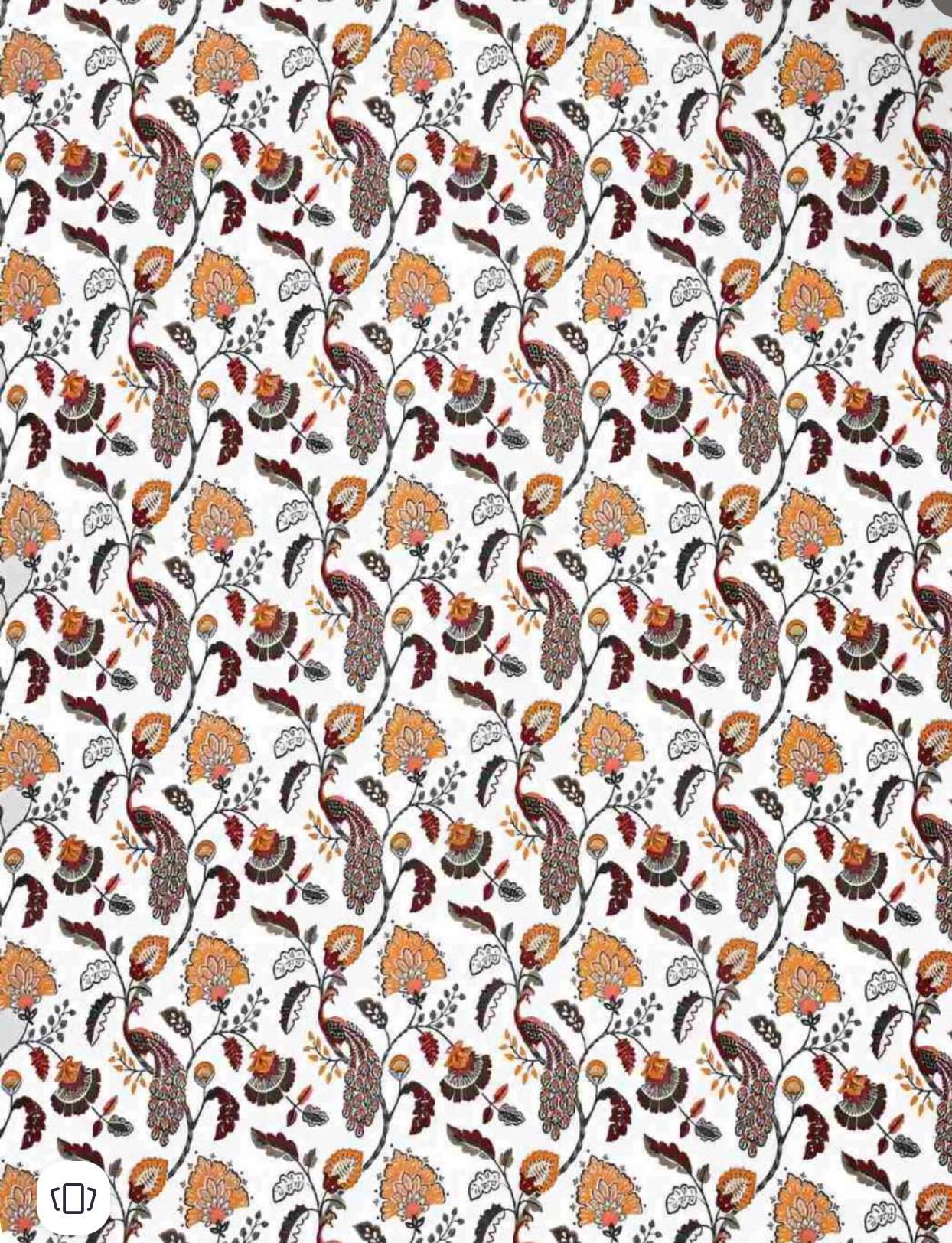 Handmade Peacock Floral Cotton Fitted sheet with Pillow Covers