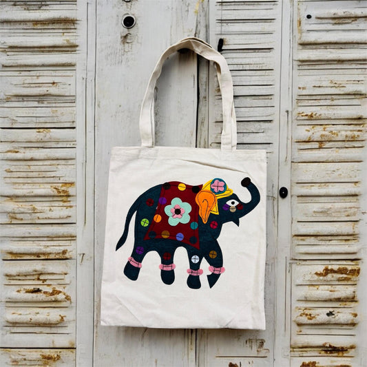 Elephant Design Eco Friendly Reusable Washable Canvas Tote Bag