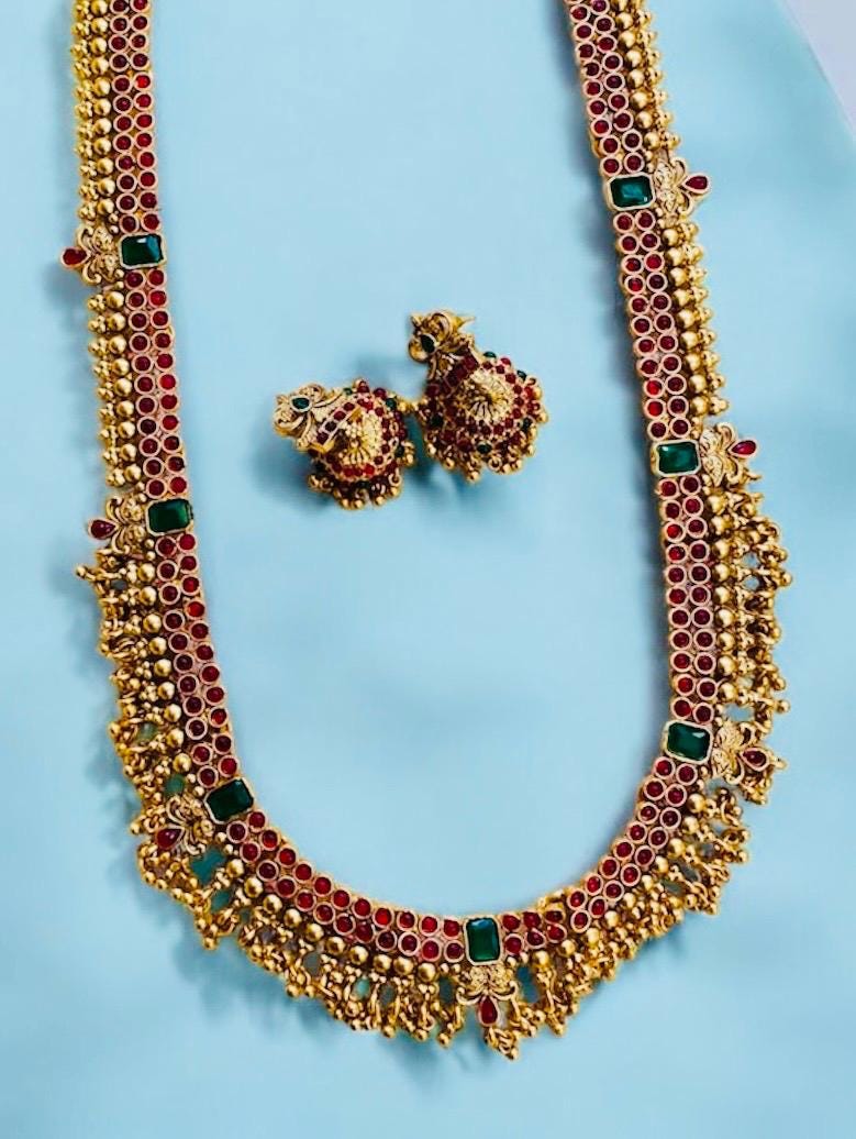 Antique Red & Green Stones Indian Jewelry