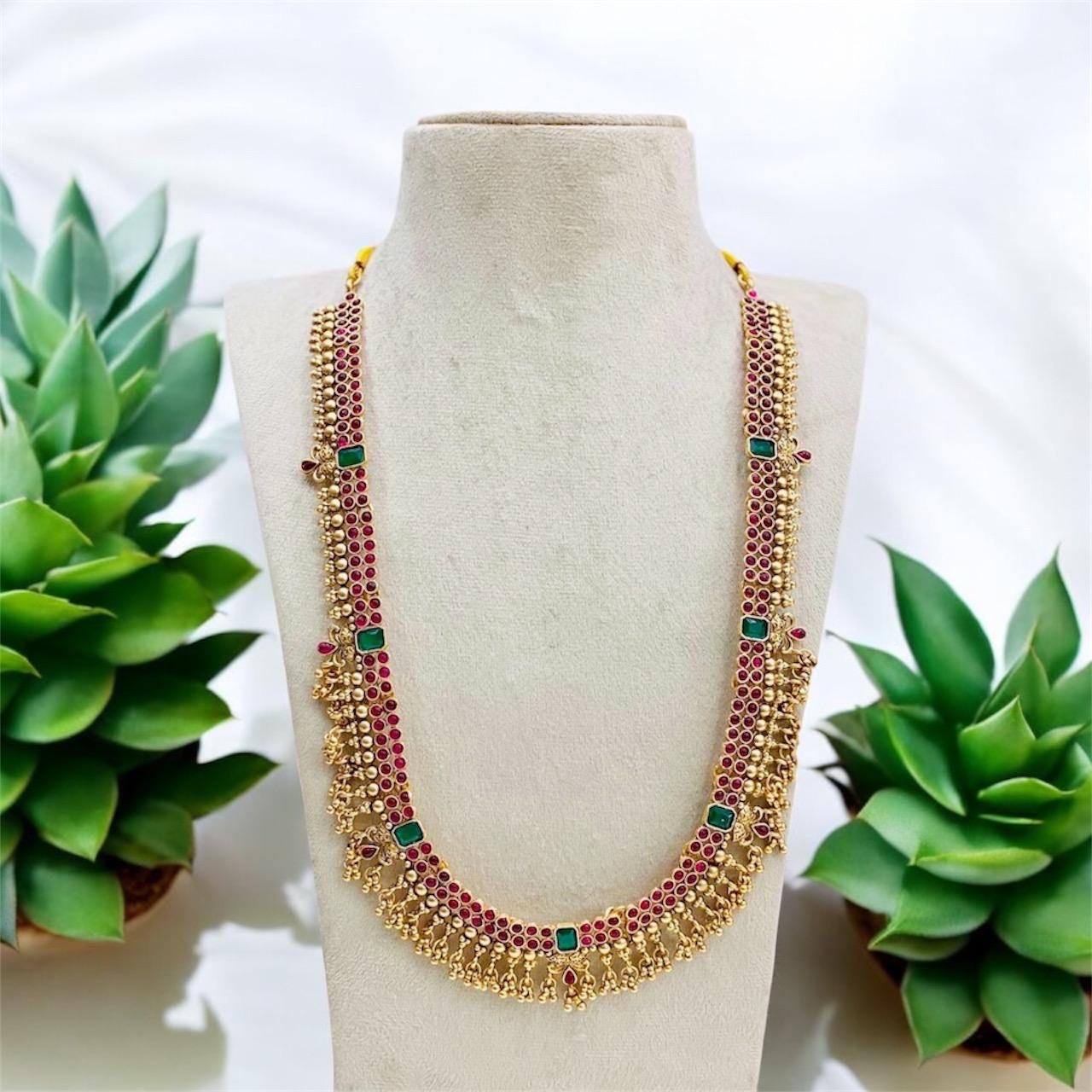 Antique Red & Green Stones Indian Jewelry