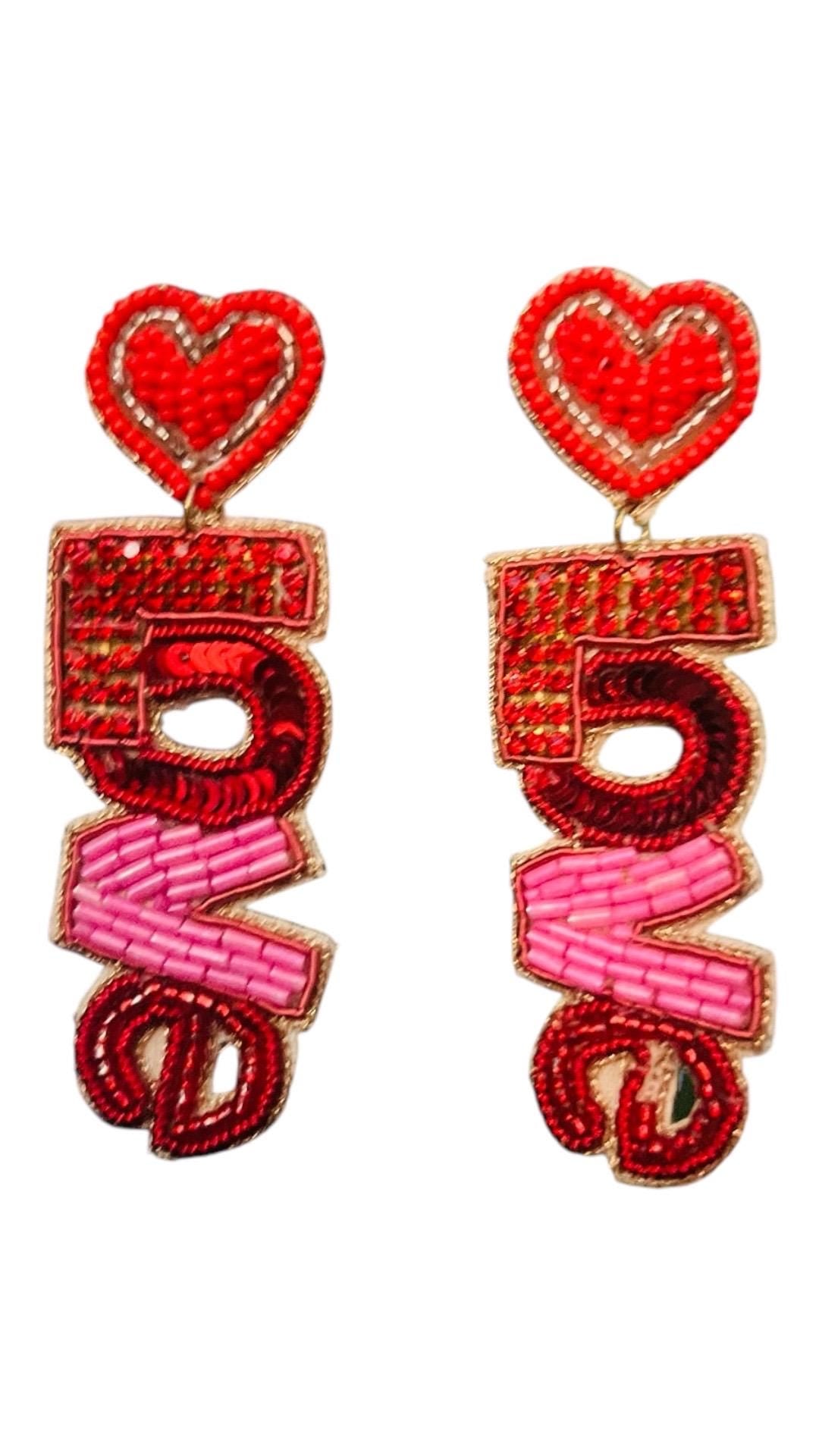 Handmade Beaded LOVE Earrings – Romantic & Statement Jewelry