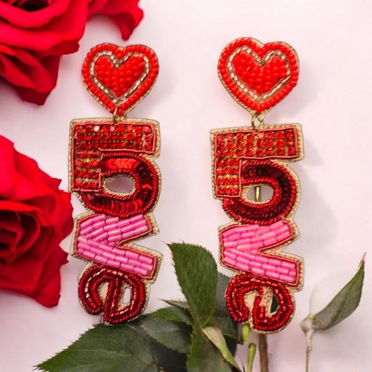 Handmade Beaded LOVE Earrings – Romantic & Statement Jewelry