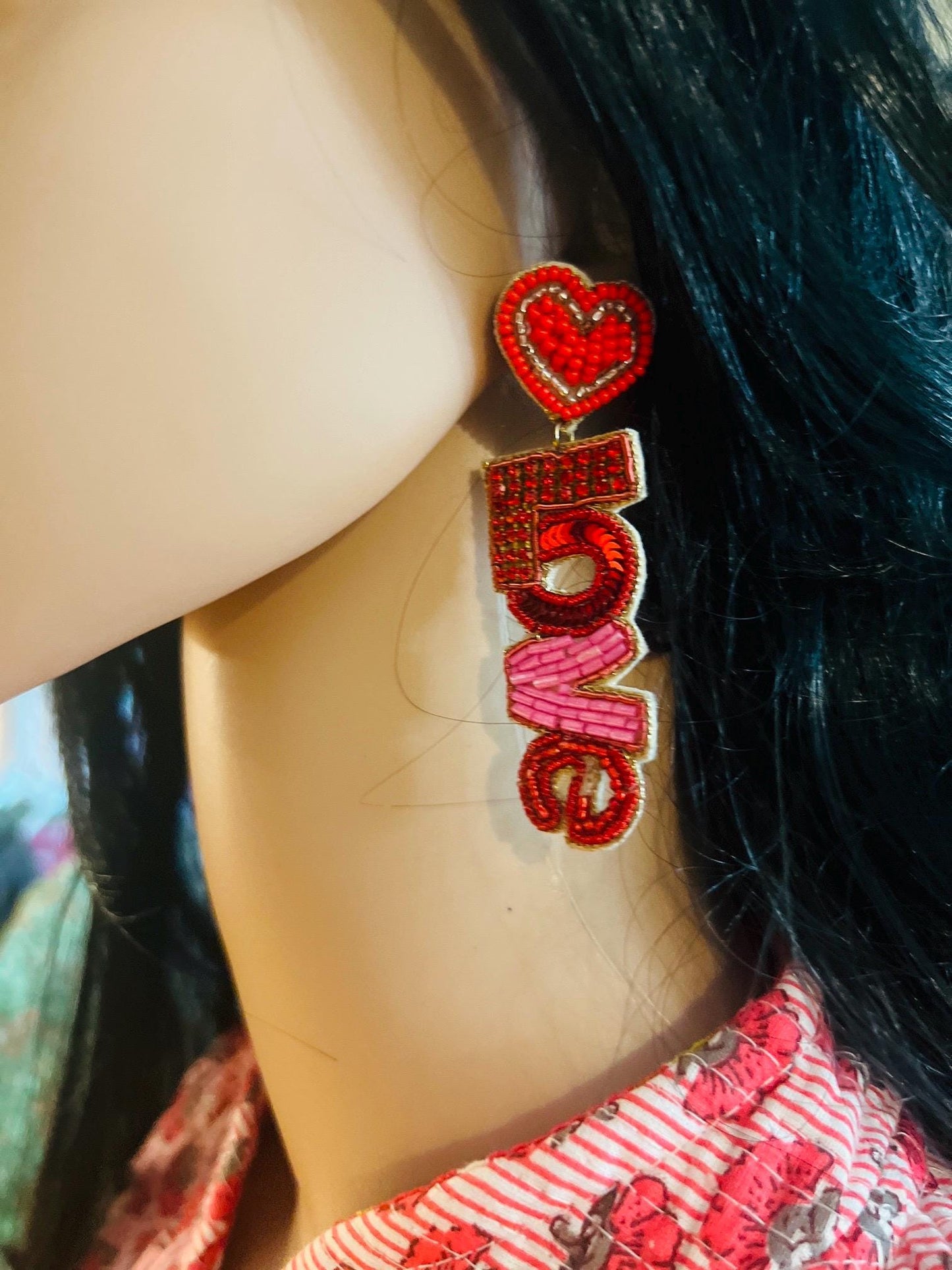 Handmade Beaded LOVE Earrings – Romantic & Statement Jewelry