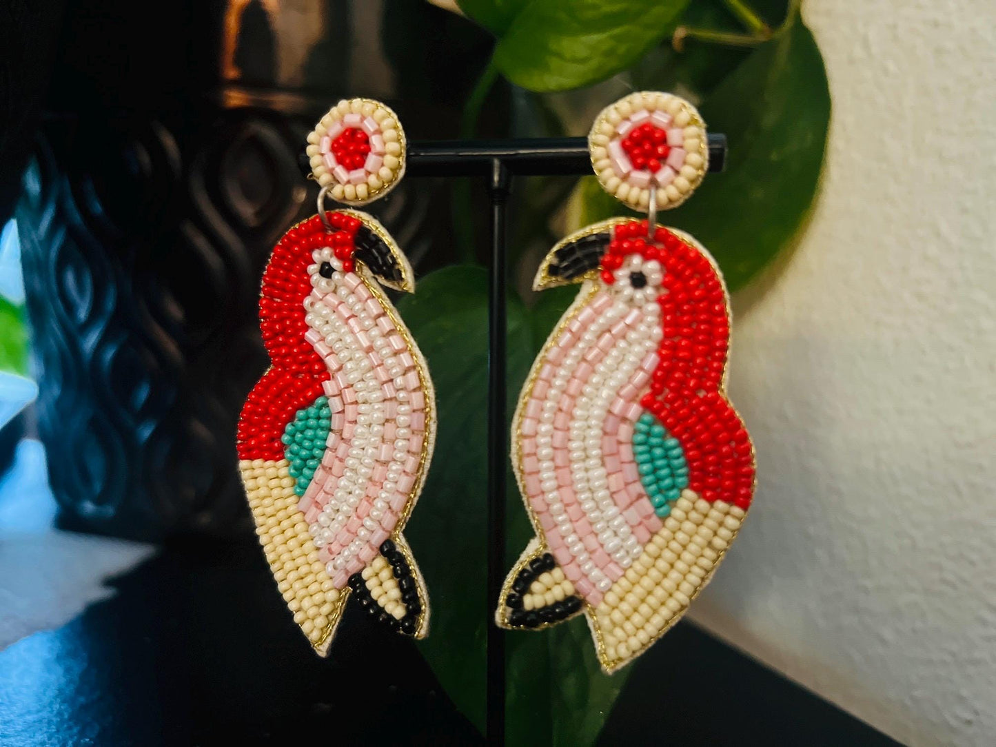 Handmade Beaded Bird Earrings – Vibrant & Unique Statement Jewelry