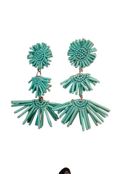 Handmade Turquoise Beaded Statement Earrings