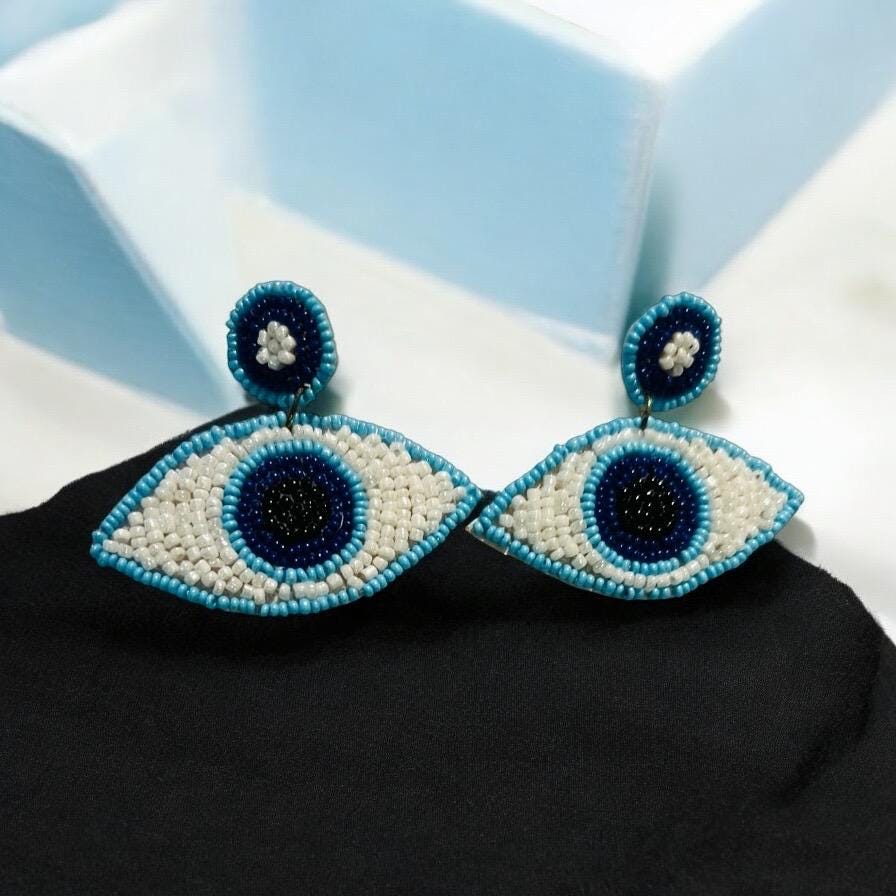 Handmade Evil Eye Beaded Earrings