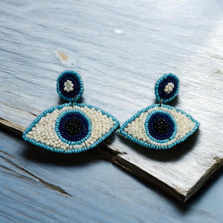 Handmade Evil Eye Beaded Earrings