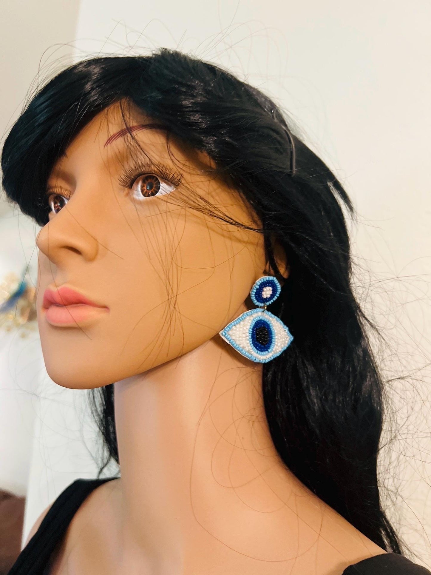 Handmade Evil Eye Beaded Earrings