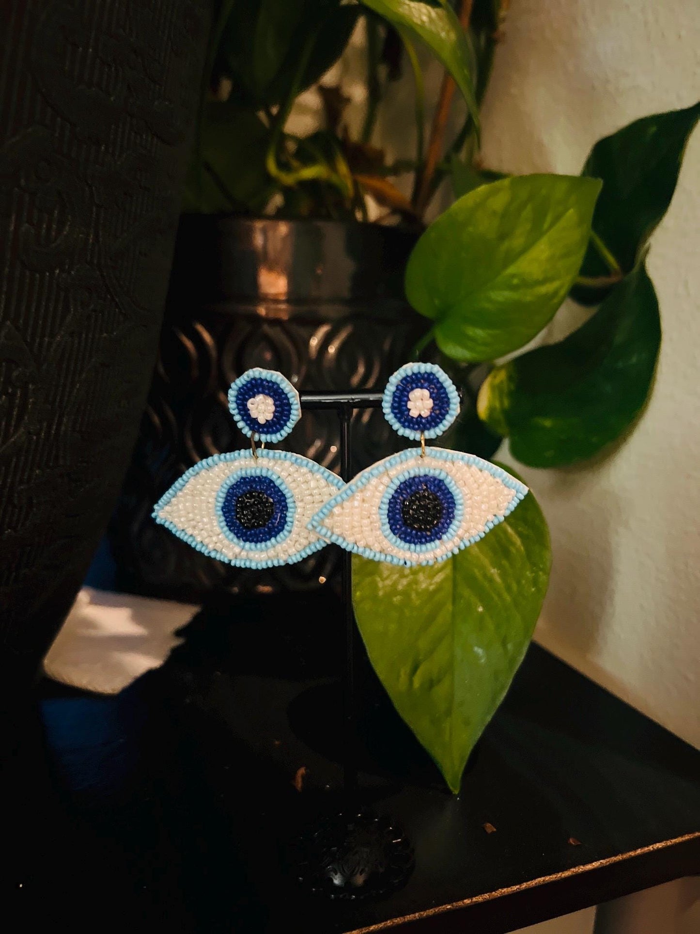 Handmade Evil Eye Beaded Earrings