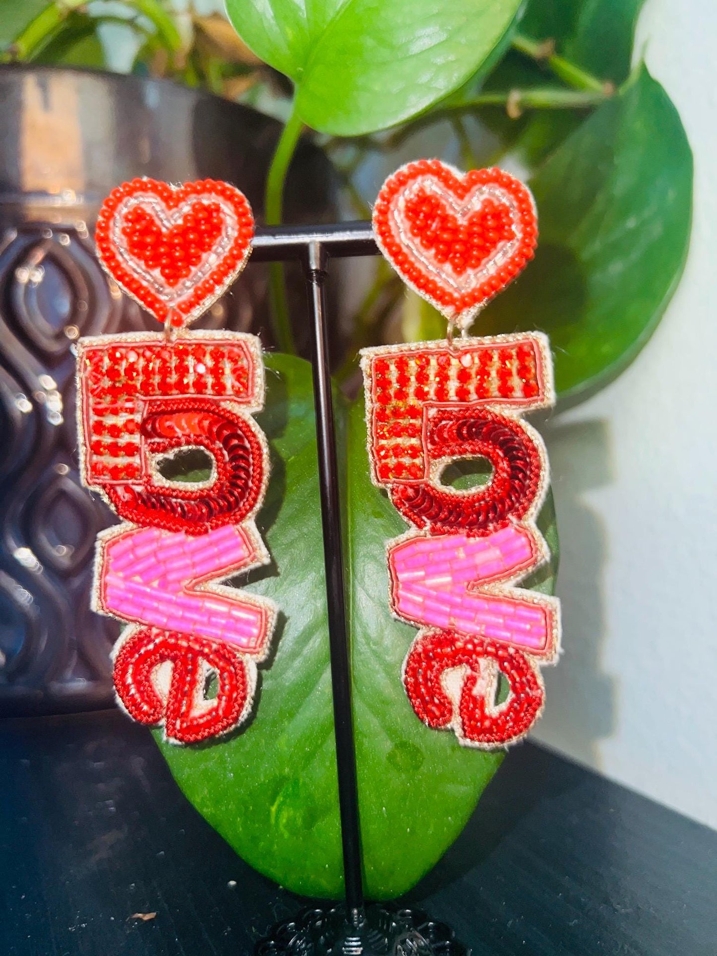 Handmade Beaded LOVE Earrings – Romantic & Statement Jewelry