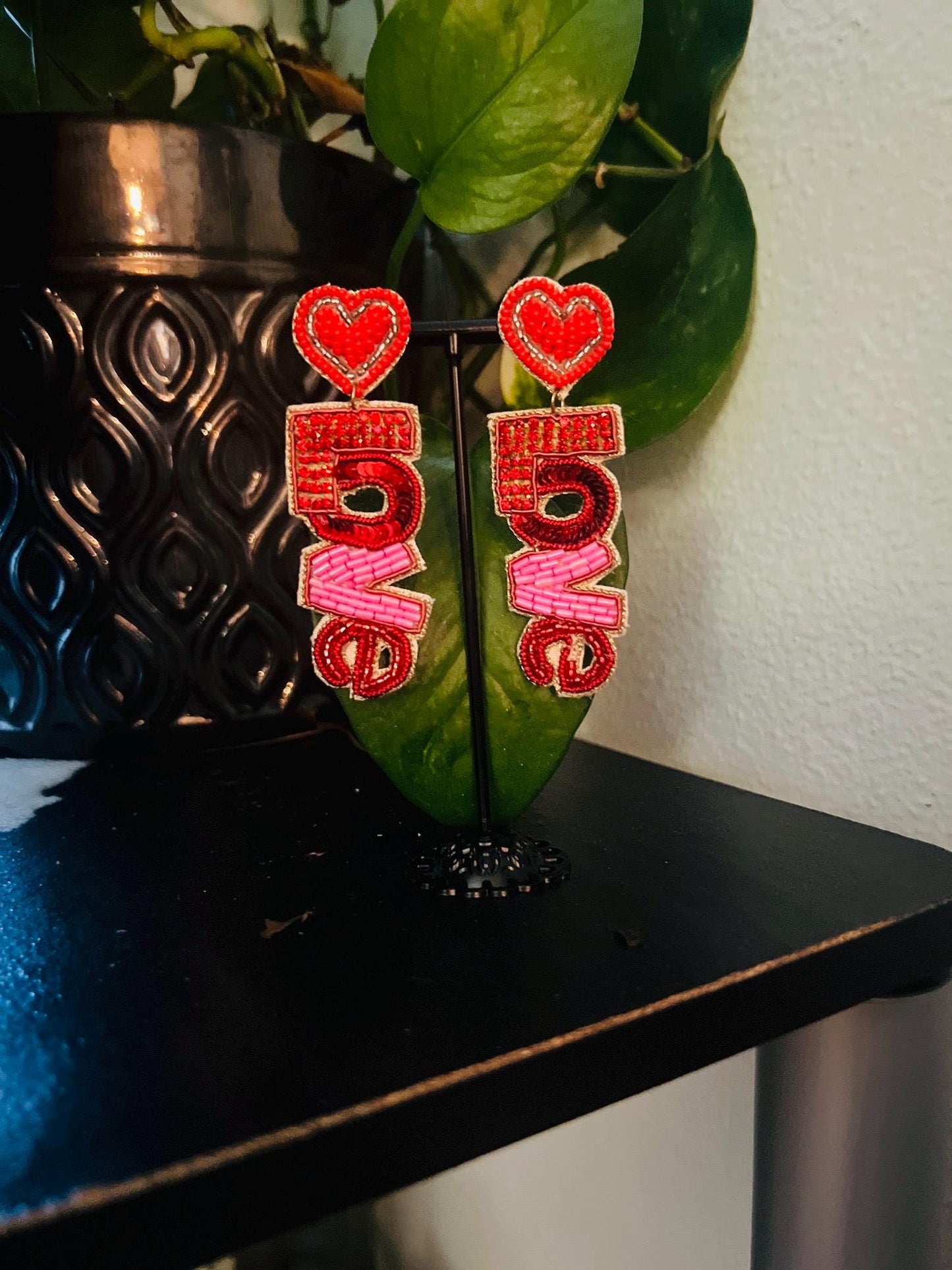 Handmade Beaded LOVE Earrings – Romantic & Statement Jewelry