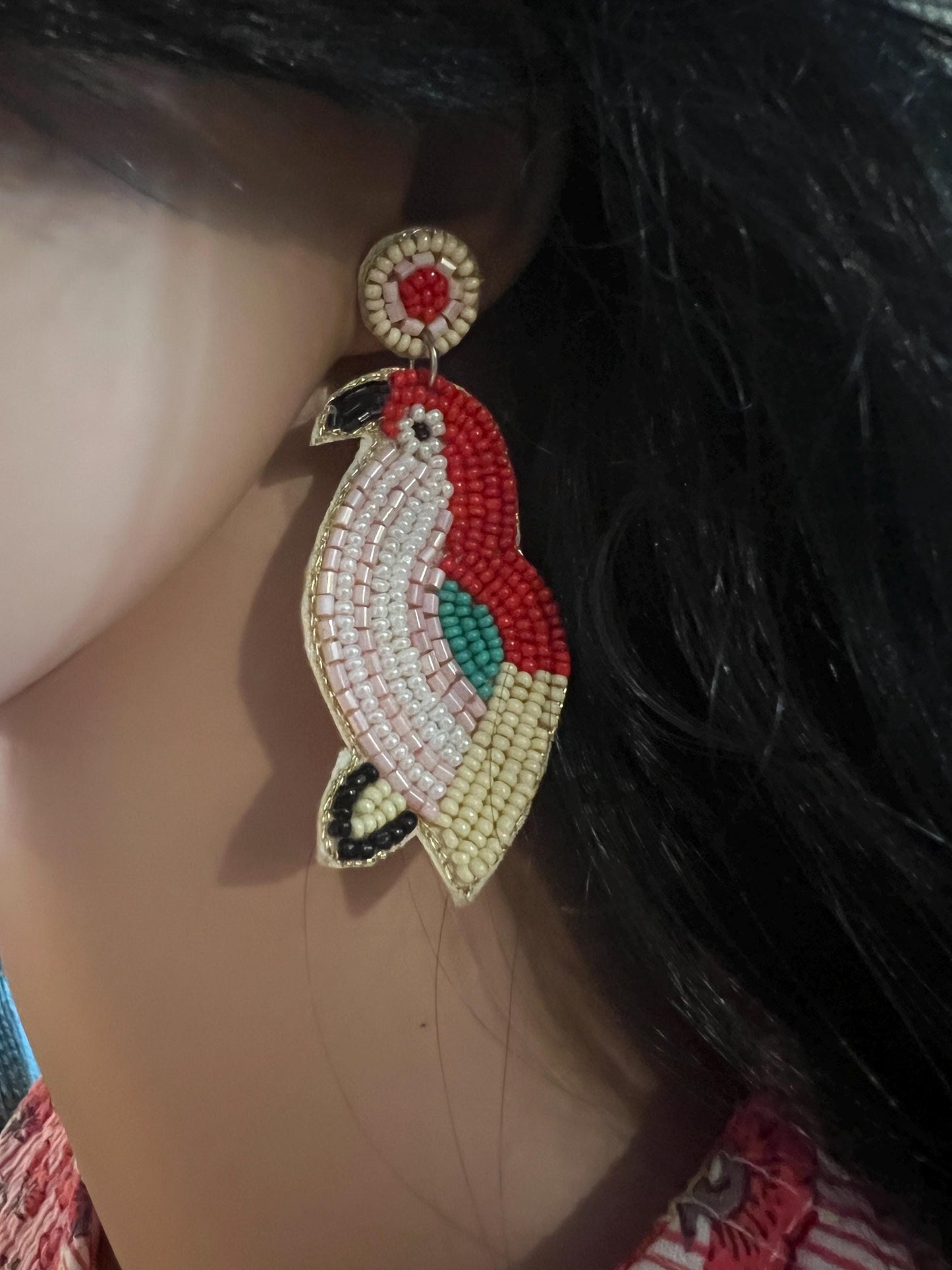Handmade Beaded Bird Earrings – Vibrant & Unique Statement Jewelry