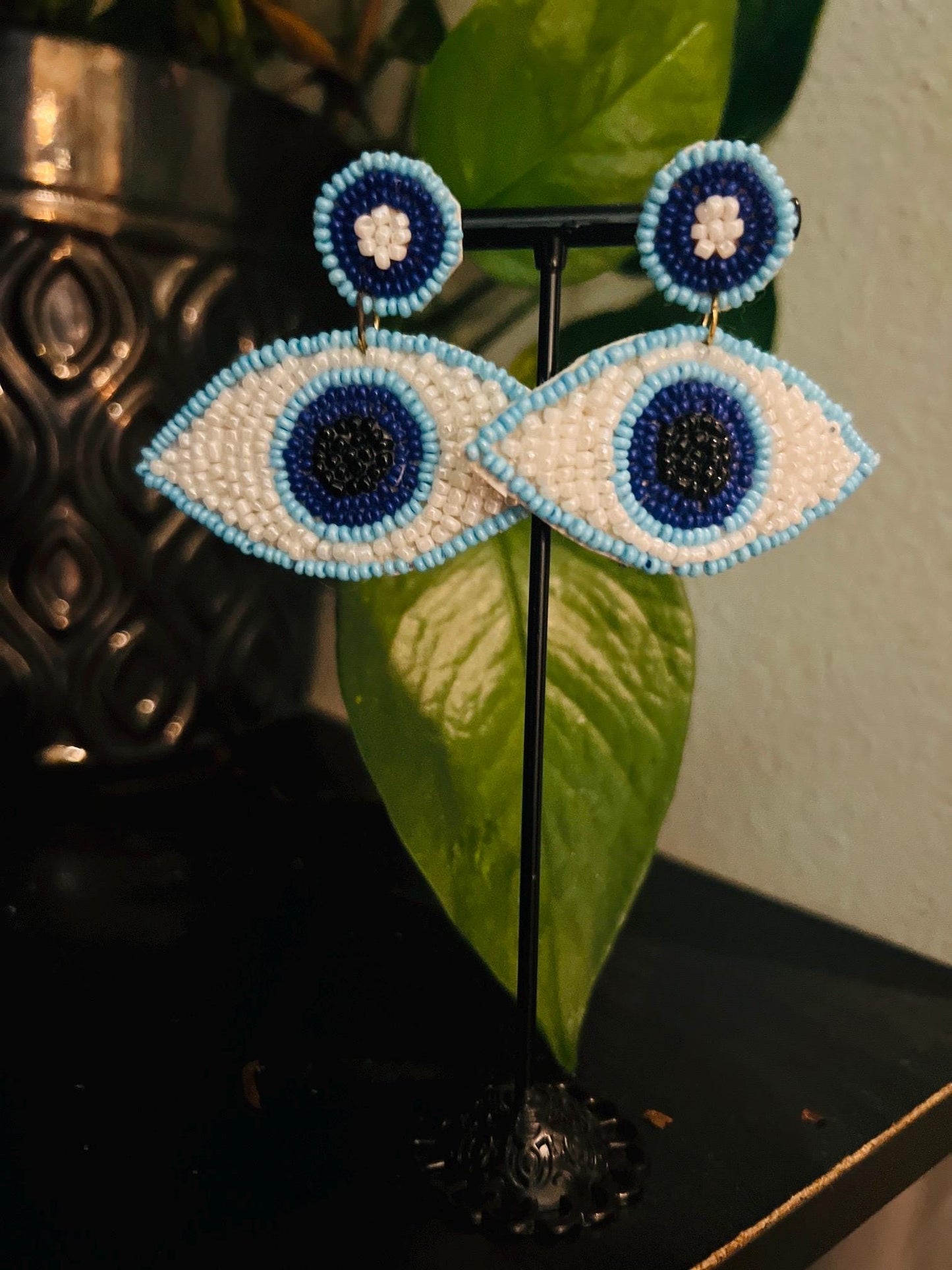 Handmade Evil Eye Beaded Earrings