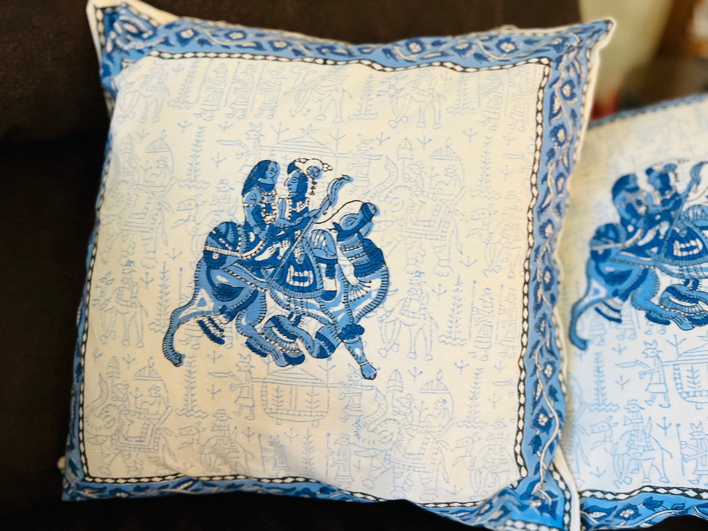 Decorative Camel Design Block Print Cushion Cover - Set of 2