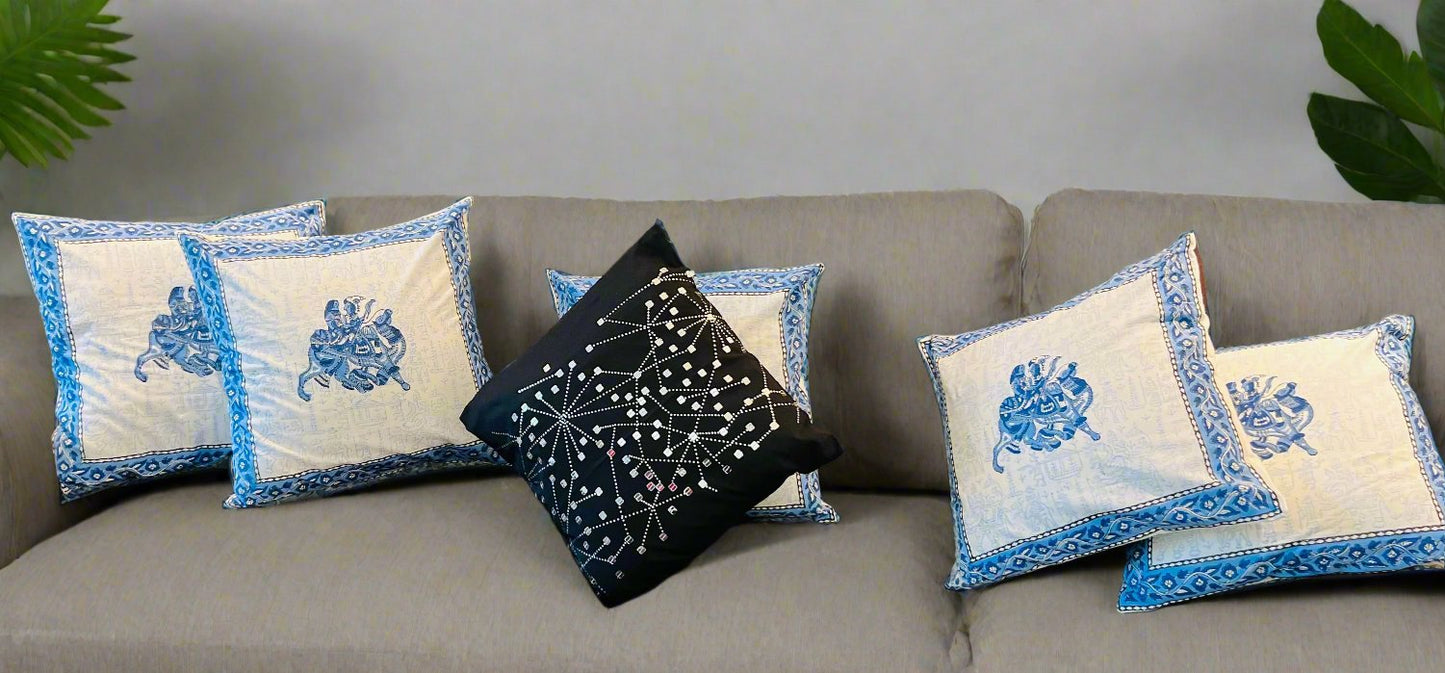 Decorative Camel Design Block Print Cushion Cover - Set of 2