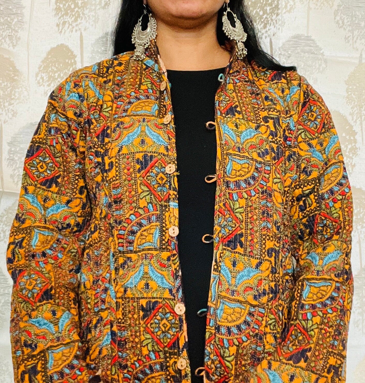 Reversible Bohemian Quilted Kantha Jacket