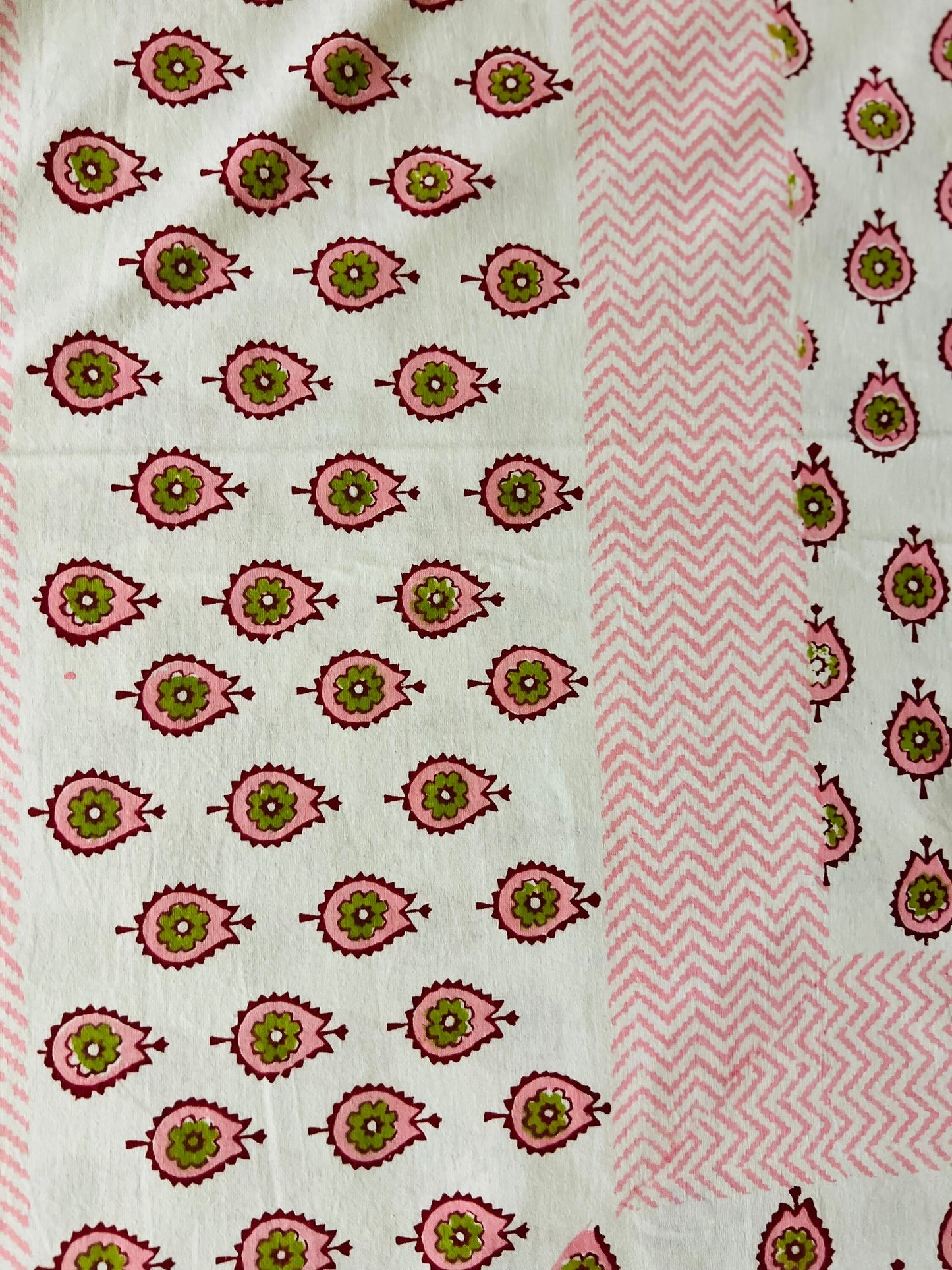 3 Piece Handmade Block Print Flat Bedsheet with 2 Pillows, 100% Cotton Washable 90x108 Inches, Floral Design Queen Set, Perfect Gift