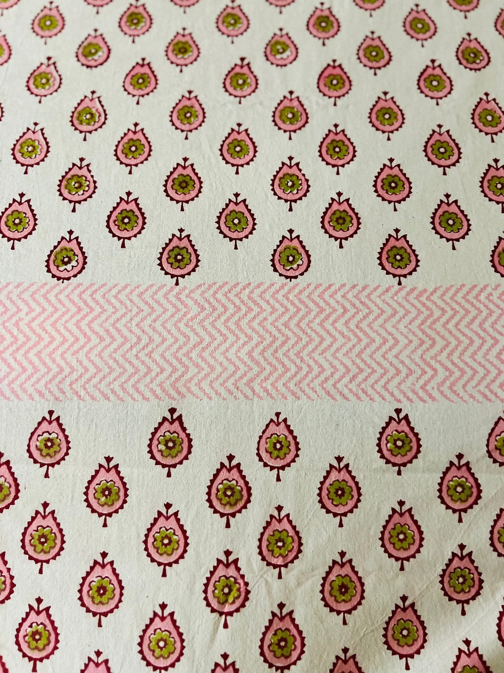 3 Piece Handmade Block Print Flat Bedsheet with 2 Pillows, 100% Cotton Washable 90x108 Inches, Floral Design Queen Set, Perfect Gift