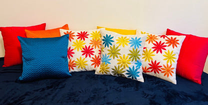 Decorative Patchwork Multicolor Floral Silk Cushion Cover