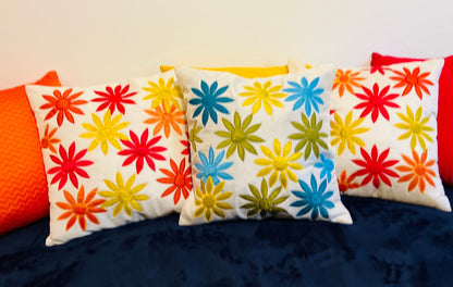 Decorative Patchwork Multicolor Floral Silk Cushion Cover