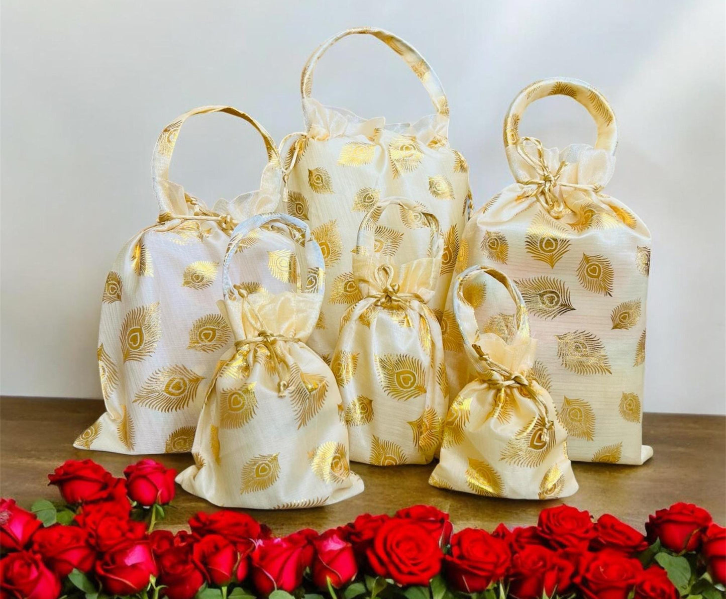 Silk Potli Drawstring Bags Indian Gift Bags for Weddings, Diwali, Jewelry Pouches, Return Gifts, Festive Packaging, Multiple Sizes Available