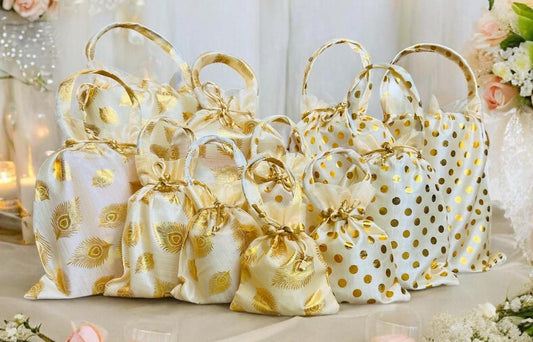 Silk Potli Drawstring Bags Indian Gift Bags for Weddings, Diwali, Jewelry Pouches, Return Gifts, Festive Packaging, Multiple Sizes Available