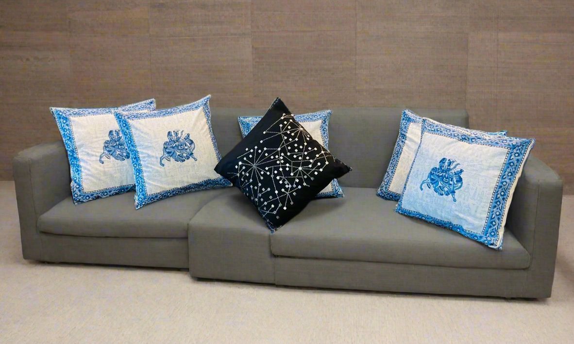 Decorative Camel Design Block Print Cushion Cover - Set of 2