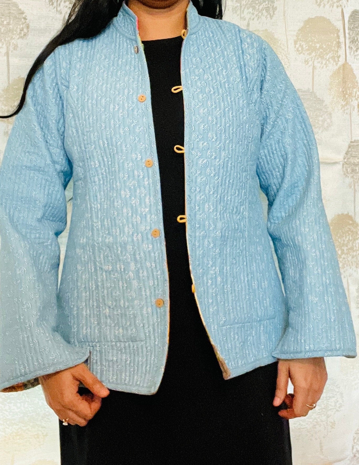 Handmade Reversible Bohemian Patchwork Quilted Jacket, Kantha Jacket, Women's Short Coat, Gift for Her